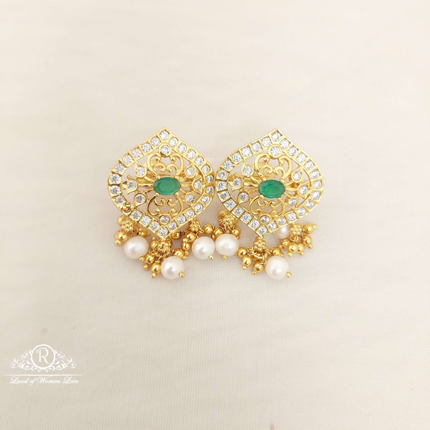 earrings silver cz- white stones earrings-m138 cz 92.5 silver ramala jewelry / ramala collections