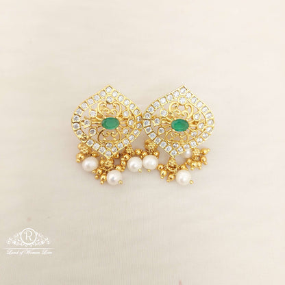 earrings silver cz- white stones earrings-m138 cz 92.5 silver ramala jewelry / ramala collections