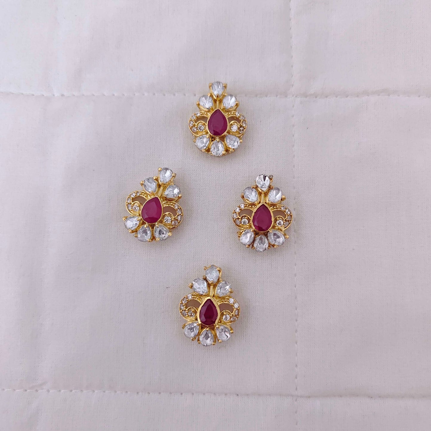 Silver CZ-gold polish side locket design -RCD234