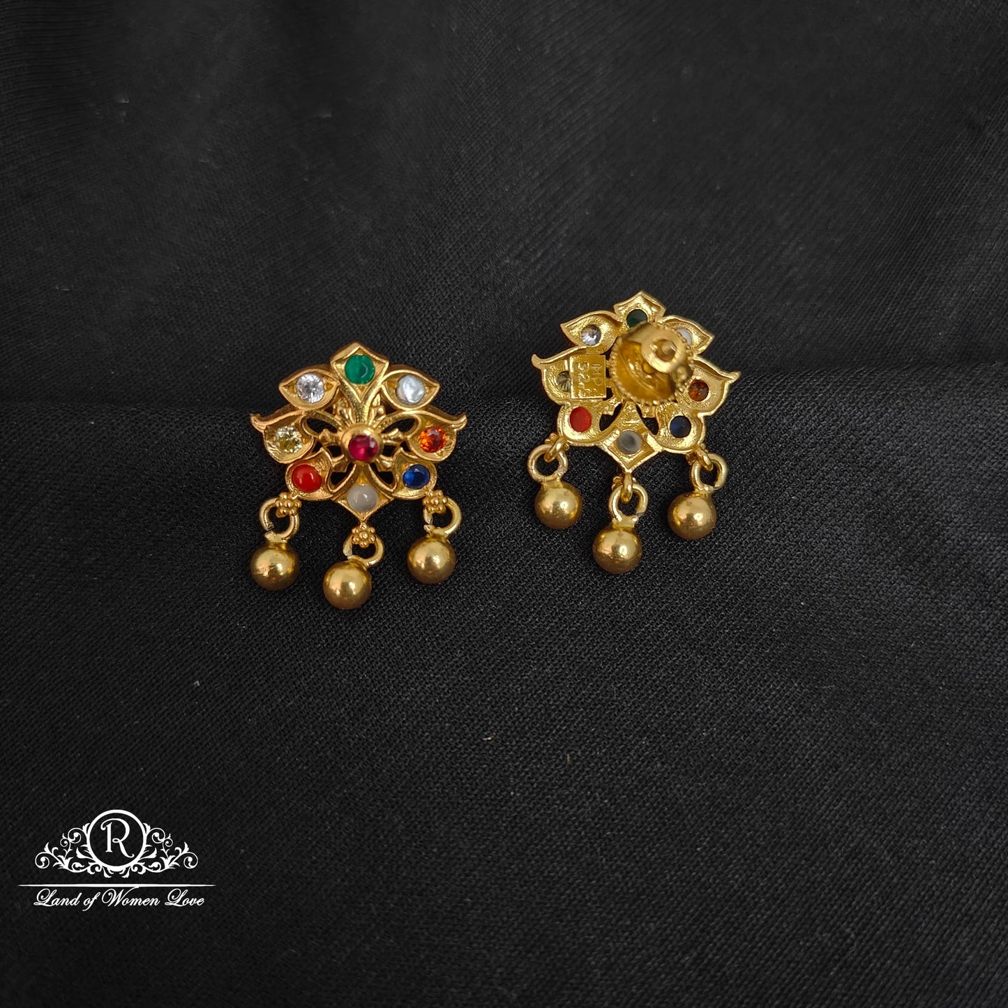 Silver Navaratna earrings-RCCP293