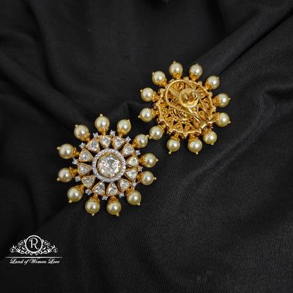 92.5 Silver Polki pearls Earrings-RCSJ005