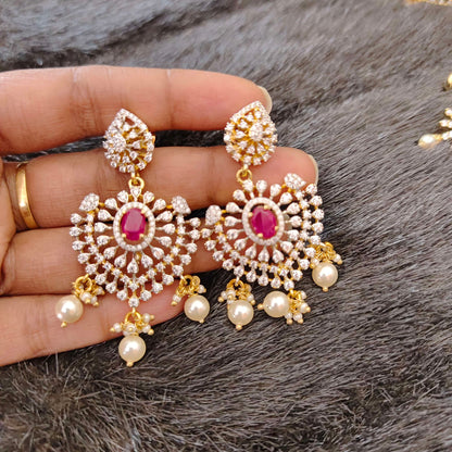 Silver diamond replica earrings -RCT16