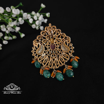 Silver peacock design CZ-'s stone pendant -RCNJ007