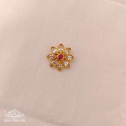 Silver White Stones Side Flower Design Small Pendent-JR144