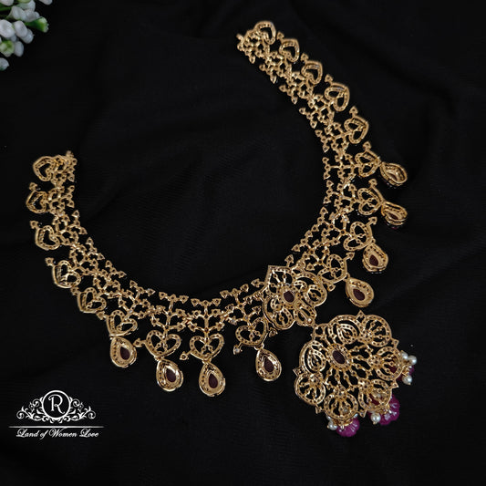 Silver diamond finishing necklace -RCM296