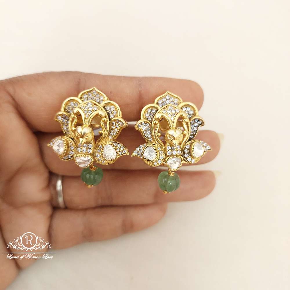 Silver Peacock Design Mozonites Earrings-C182