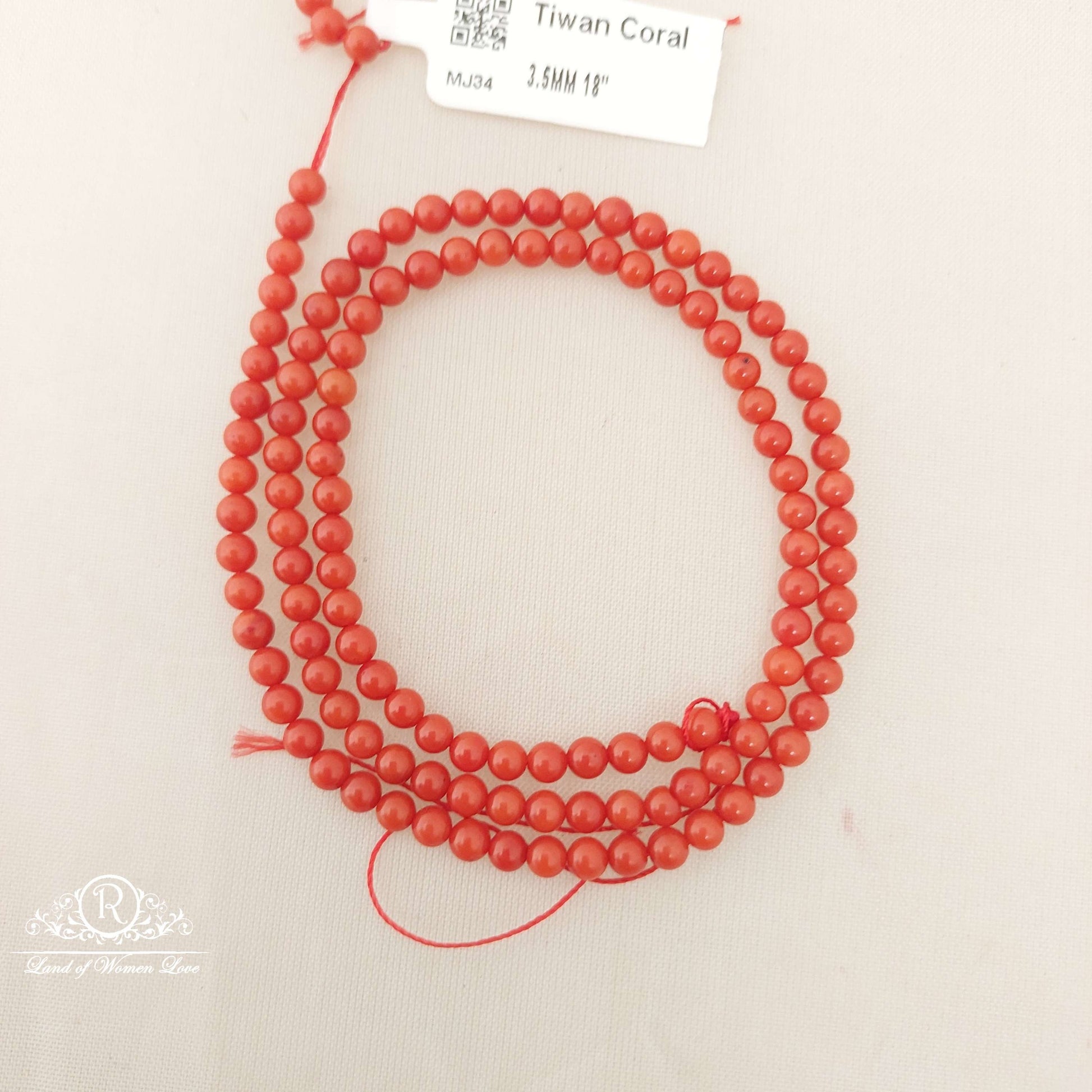 3.5mm tiwan coral beads-mj34 coral 92.5 silver ramala jewelry / ramala collections