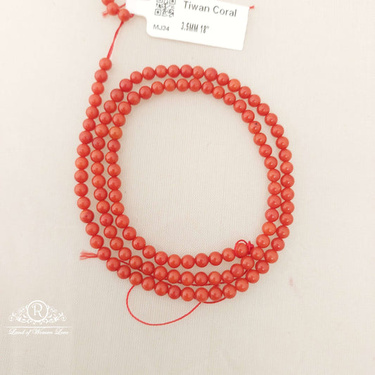 3.5mm tiwan coral beads-mj34 coral 92.5 silver ramala jewelry / ramala collections