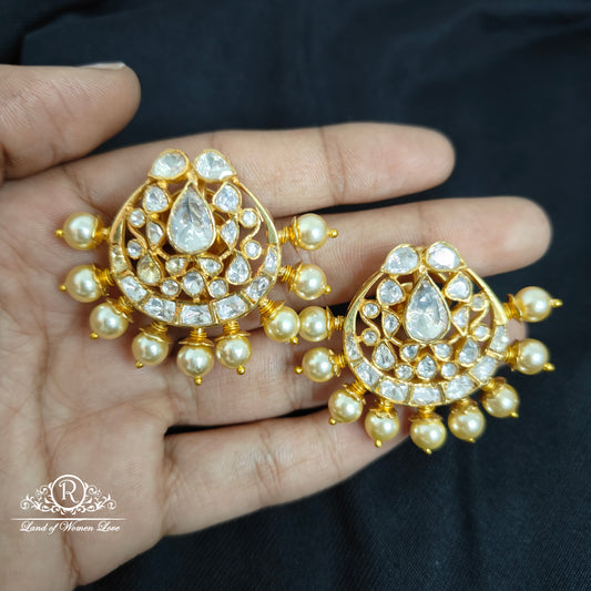 92.5 Silver Polki Pearls Earrings-RCSJ006