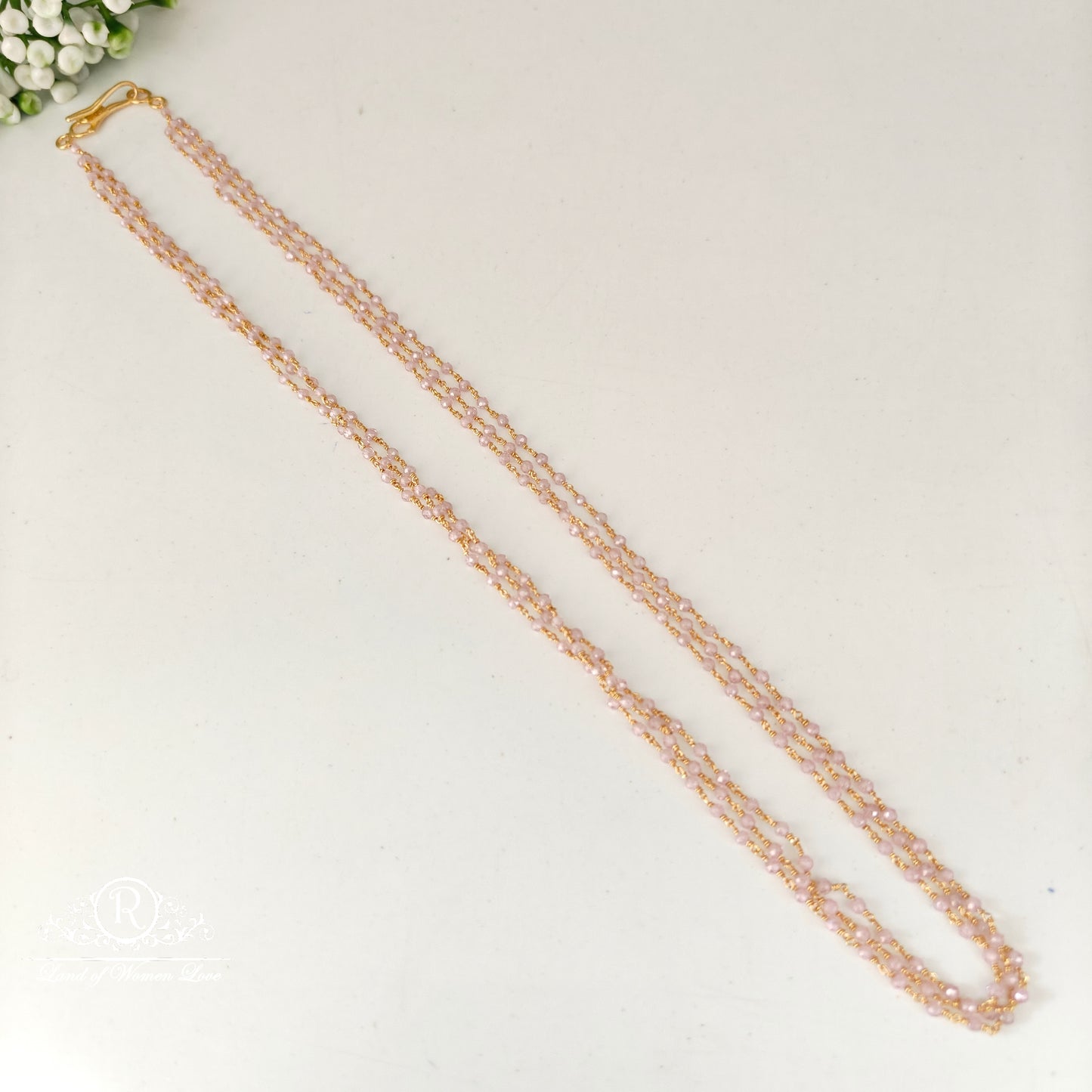 92.5 silver simple and cute beads mala with babypink colourbeads -rchk0156 92.5 silver ramala jewelry / ramala collections