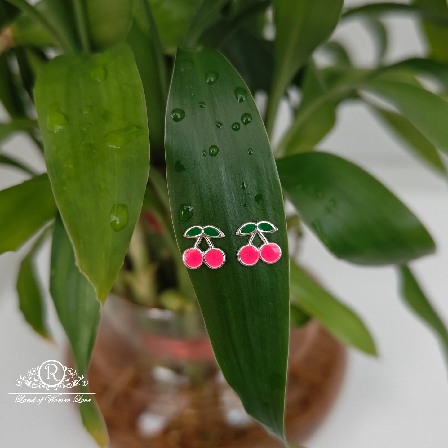 Silver strawberry  kids earrings -RCHS33-12