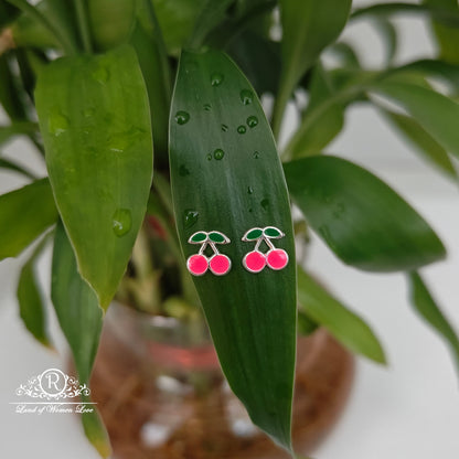 Silver strawberry  kids earrings -RCHS33-12