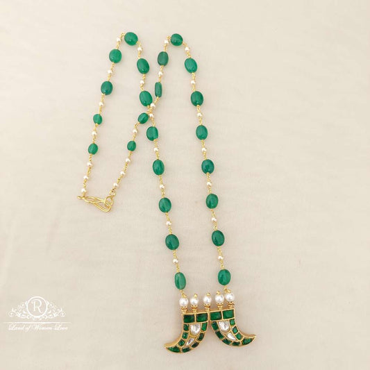 chain silver green beads with puligoru locket chain-h108 92.5 silver ramala jewelry / ramala collections