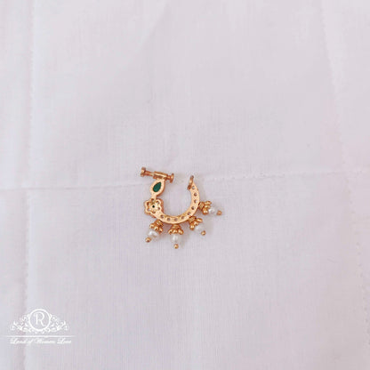 Silver CZ-gold polish nose pin design -RCM499