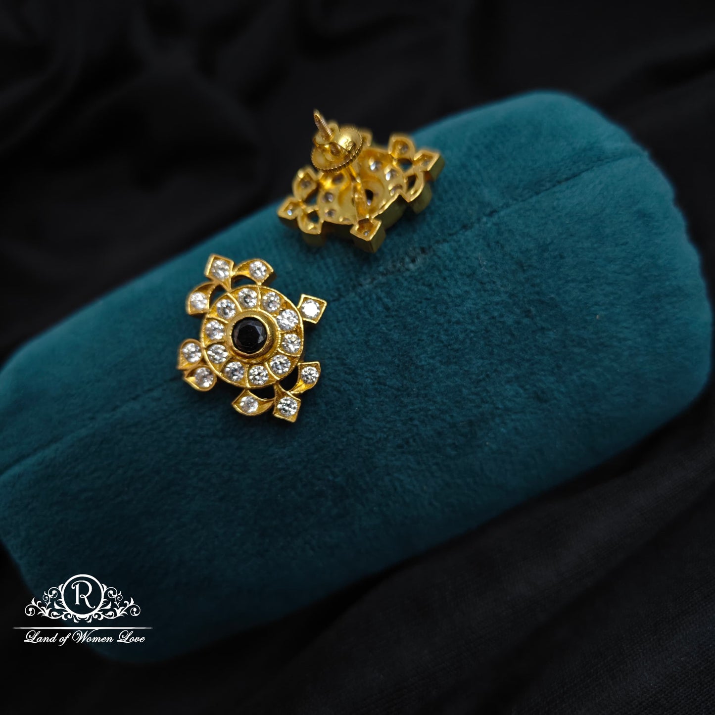 Silver white stone earrings -RC89-60M27