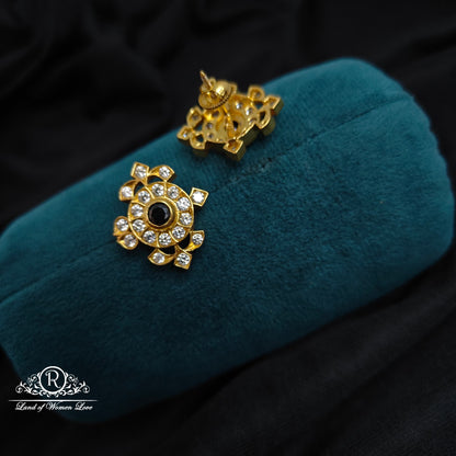 Silver white stone earrings -RC89-60M27