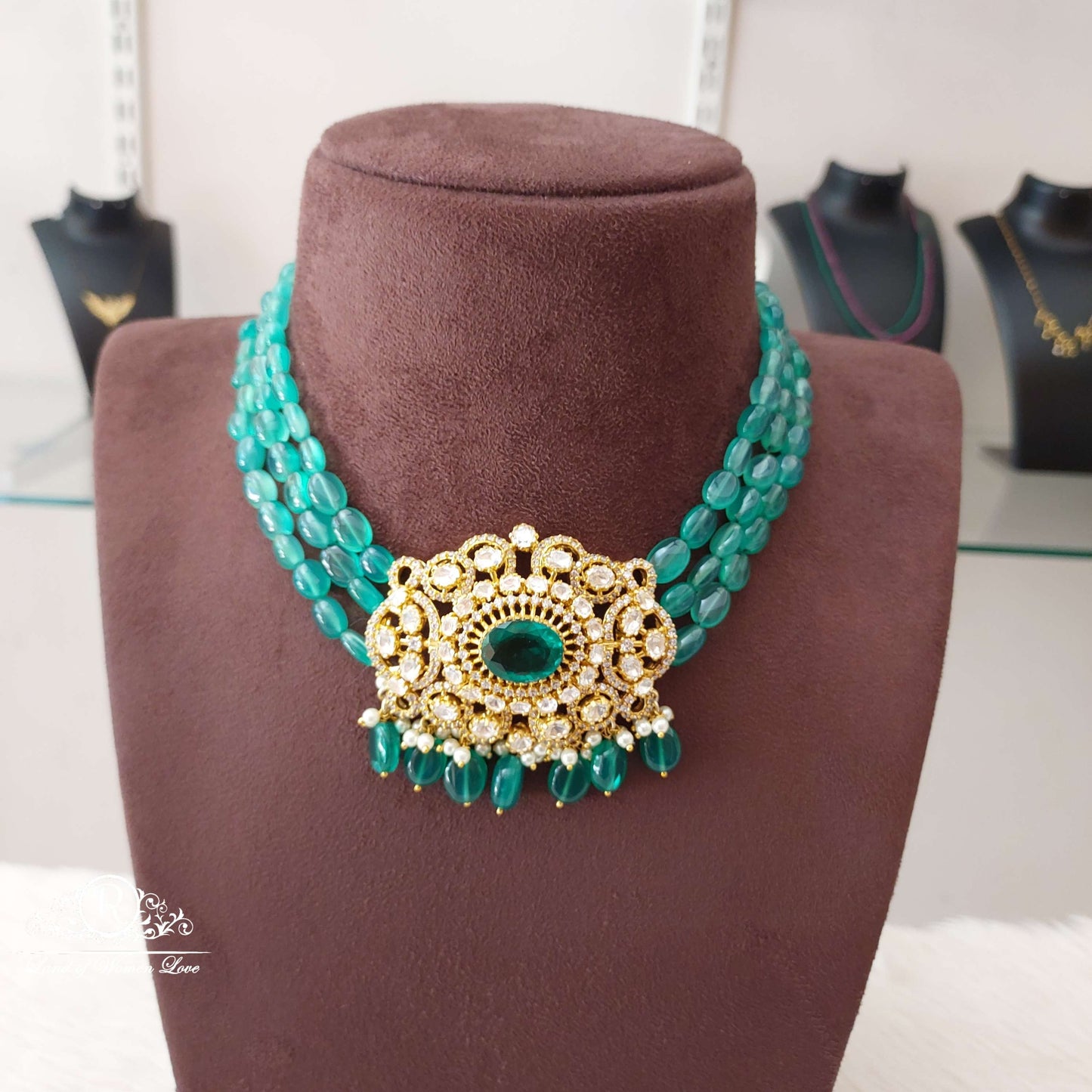 Silver Real Beads Moissanite Chocker-S768