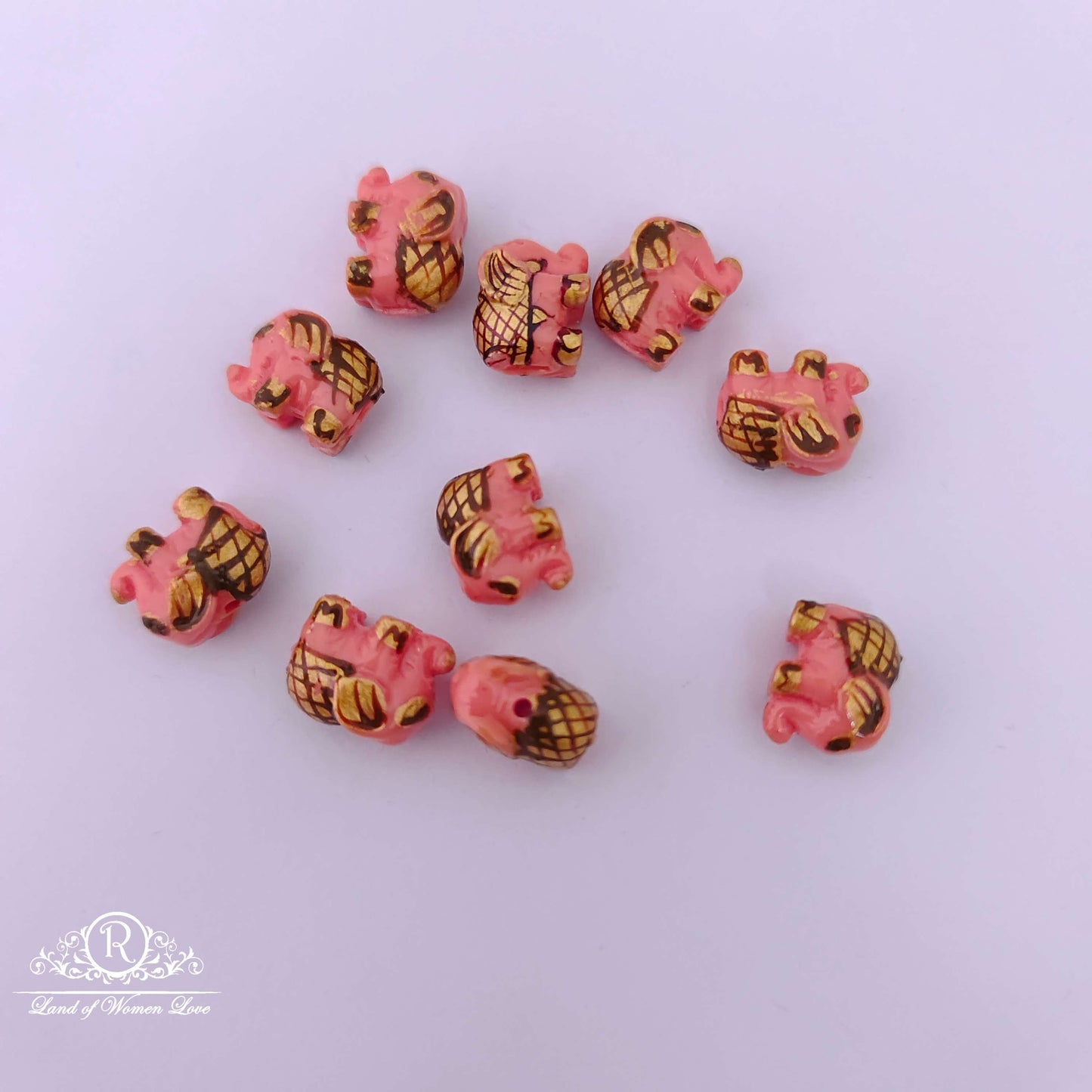 coral elephant beads -rcmj88-1 coral 92.5 silver ramala jewelry / ramala collections