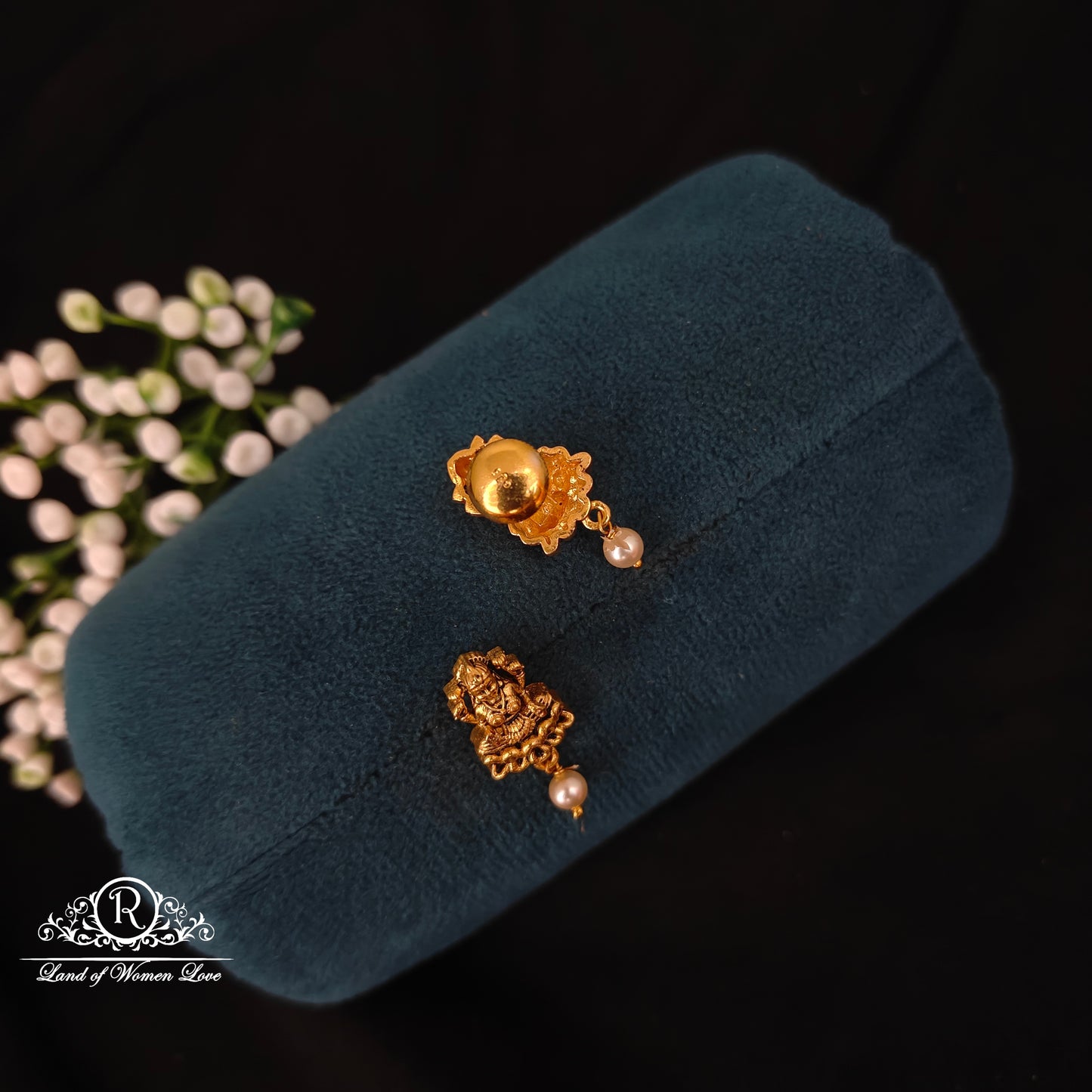 Silver Lakshmi Devi Design earrings -RCNS054