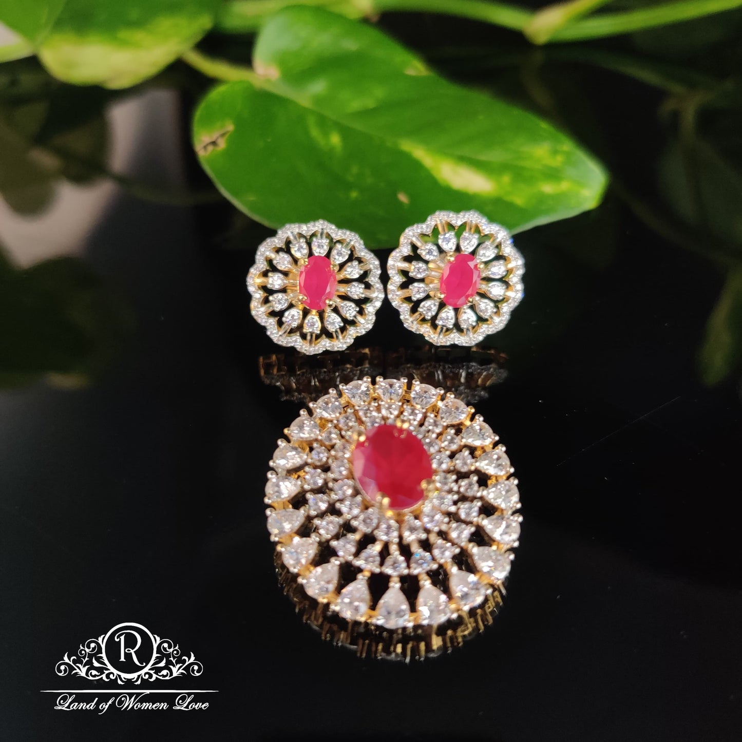 earrings silver diamond finishing earrings with locket set -rct139 cz 92.5 silver ramala jewelry / ramala collections