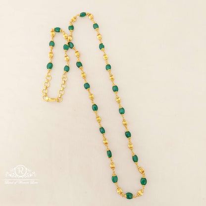 Silver Gold Balls With Green Beads Chain-JR83