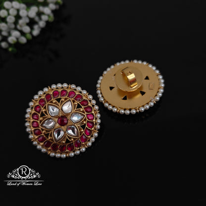 92.5 Silver Kundans Earrings-RCPK013