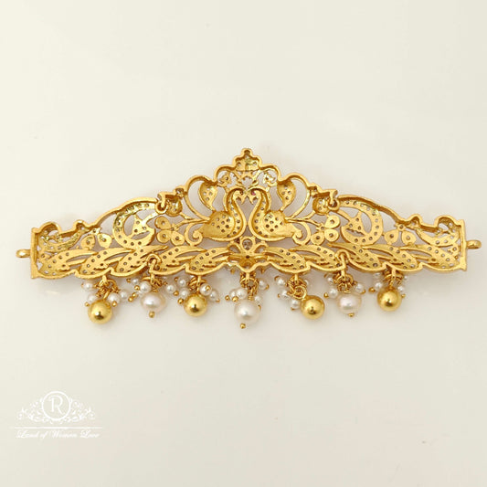 Silver Peacock Design White Stones Chocker- RC87-60P12