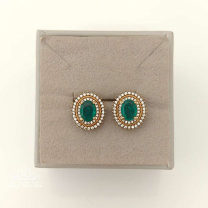 stud silver green stone design stud earrings-rcmj180 92.5 silver ramala jewelry / ramala collections