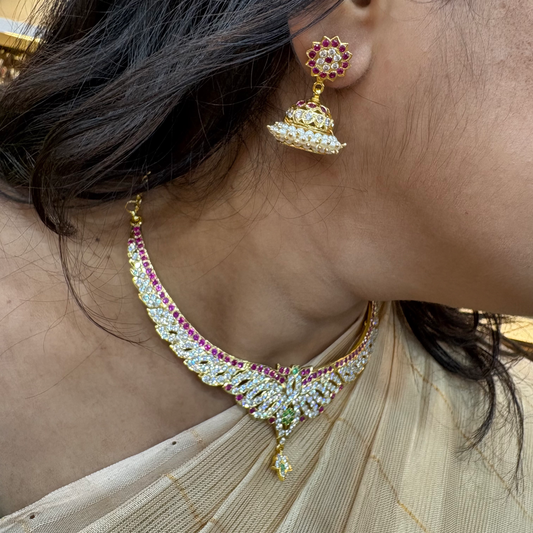 earrings 92.5 silver simple and cute necklace with earrings set- rck277190 92.5 silver ramala jewelry / ramala collections