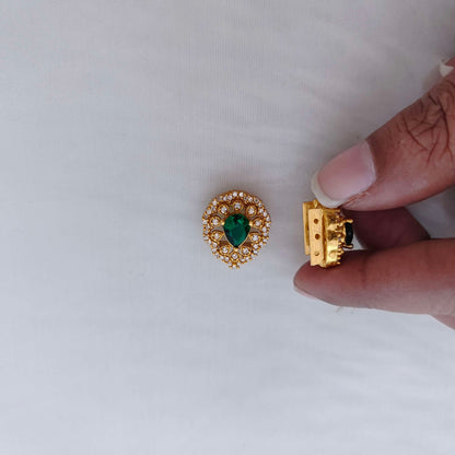 Silver CZ-stone side lockets -RCD375