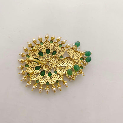 Silver CZ- stone peacock design pendant -RCC046