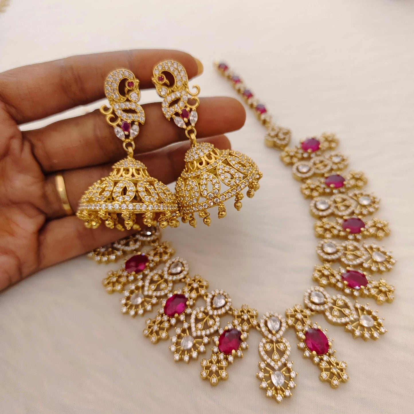 Silver stone jhumkas-RCH451