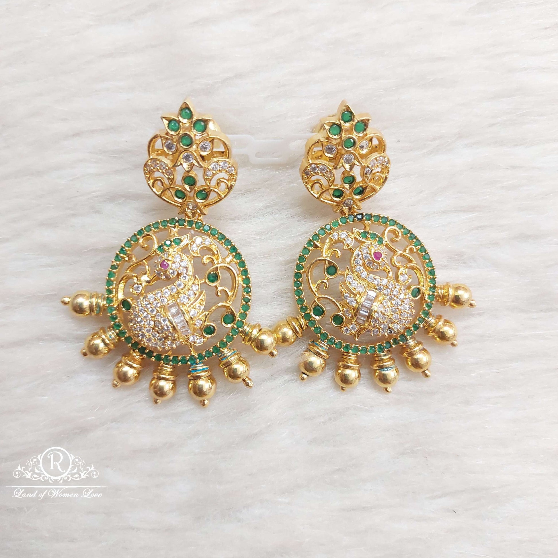 earrings silver peacock earrings-sa201 92.5 silver ramala jewelry / ramala collections