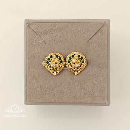stud silver green stones design stud earrings-rccp152 92.5 silver ramala jewelry / ramala collections