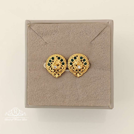 stud silver green stones design stud earrings-rccp152 92.5 silver ramala jewelry / ramala collections