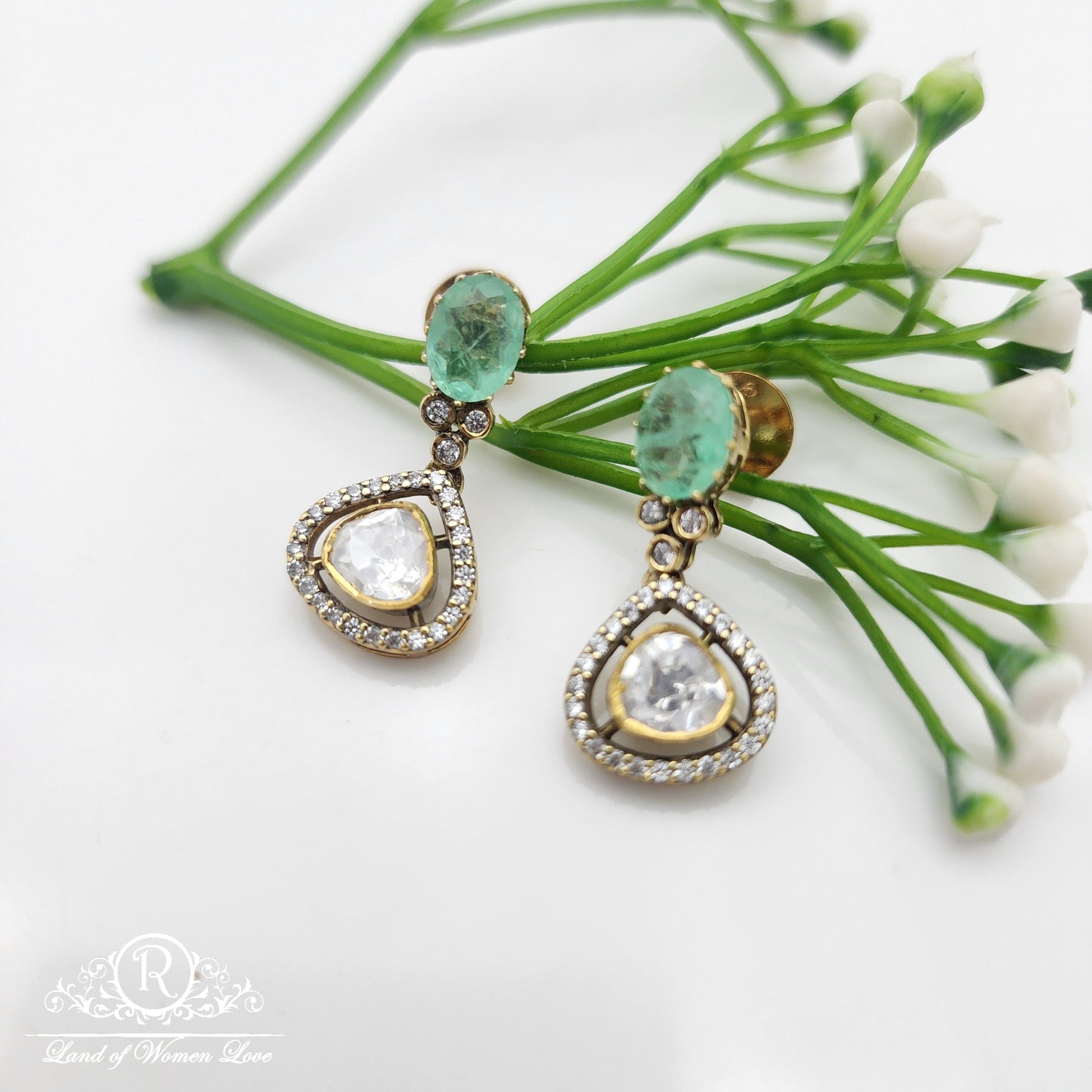 earrings silver moissanite earrings -rcrs11 moissanite 92.5 silver ramala jewelry / ramala collections