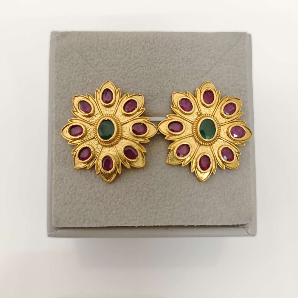 stud silver kempu stones stud earrings-rcjr598 92.5 silver ramala jewelry / ramala collections