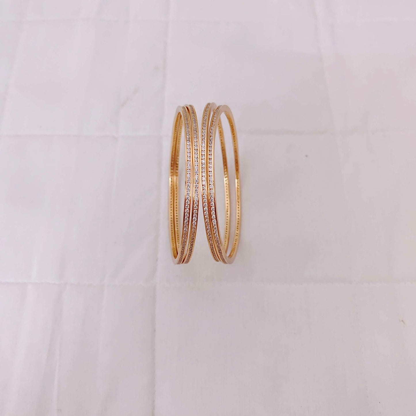 bangle one pair only silver cz-gold polish bangles -rcp073 cz 92.5 silver ramala jewelry / ramala collections