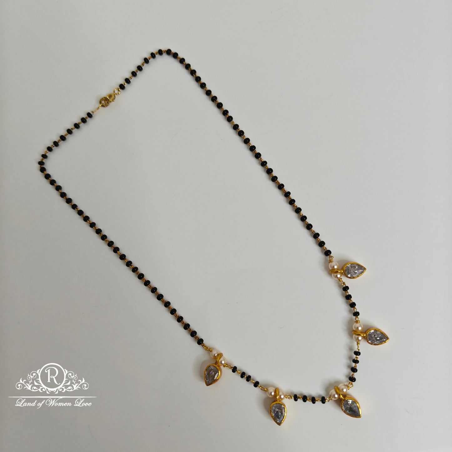 92.5 silver black beads with white stone lockets -rch791 92.5 silver ramala jewelry / ramala collections