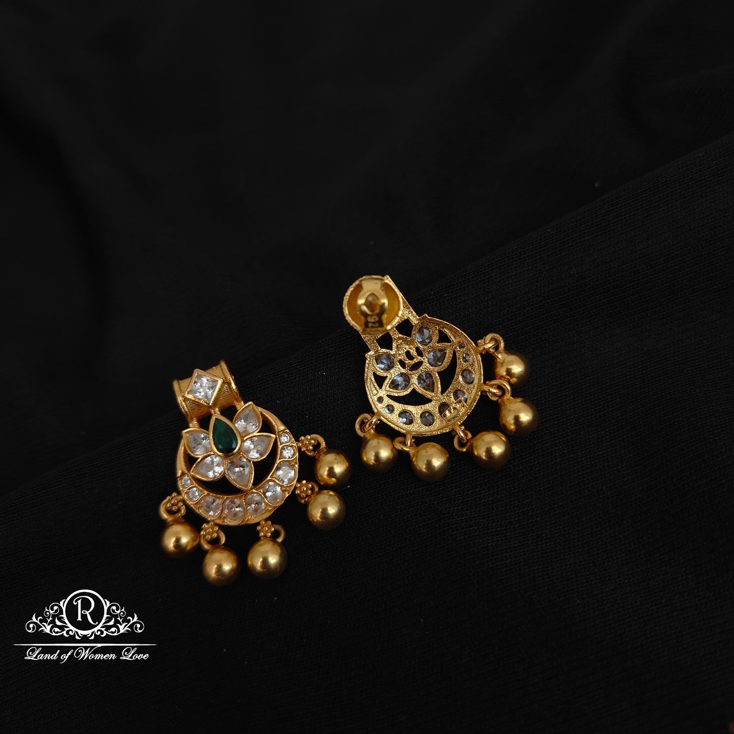 92.5 Silver Lotus design earrings-RCCP381