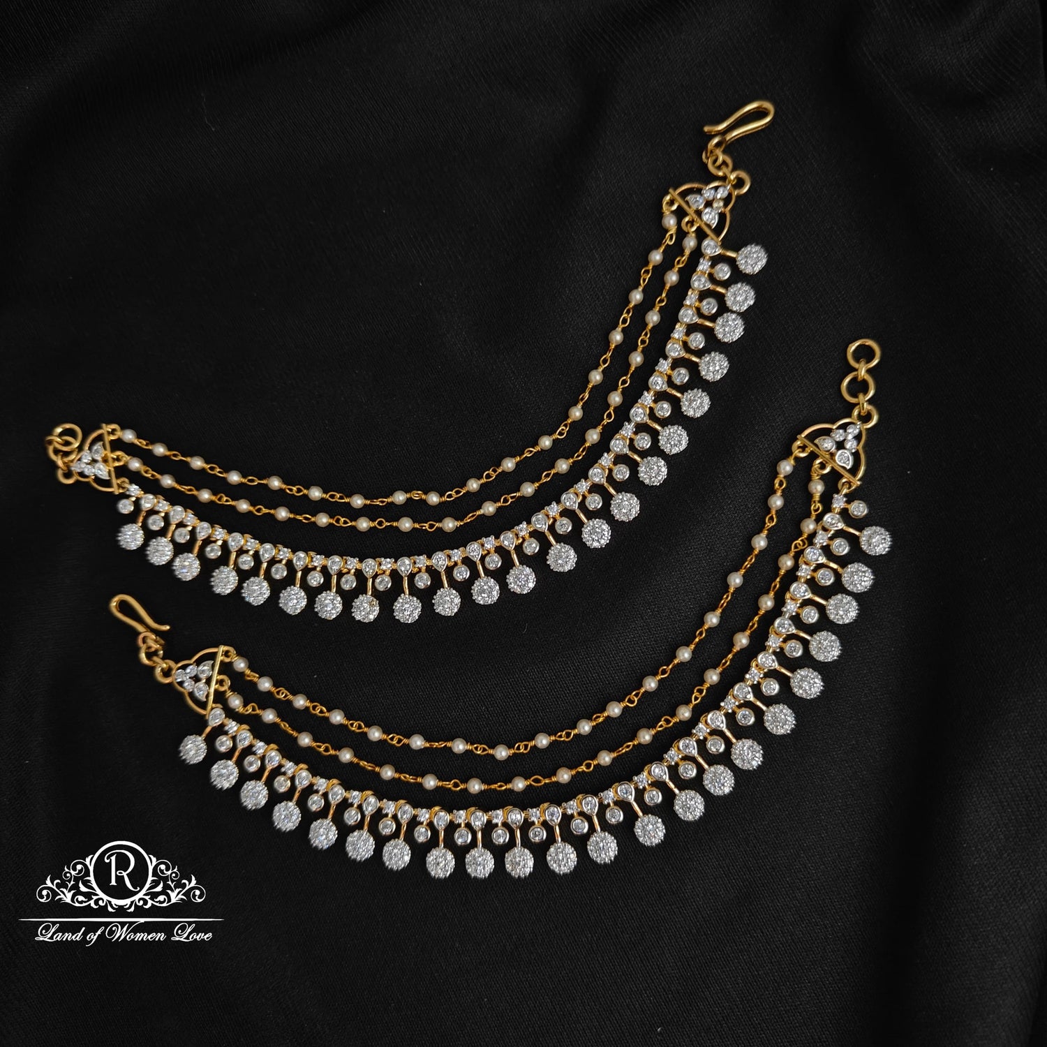silver diamond finishing earchains -rccp270 92.5 silver ramala jewelry / ramala collections