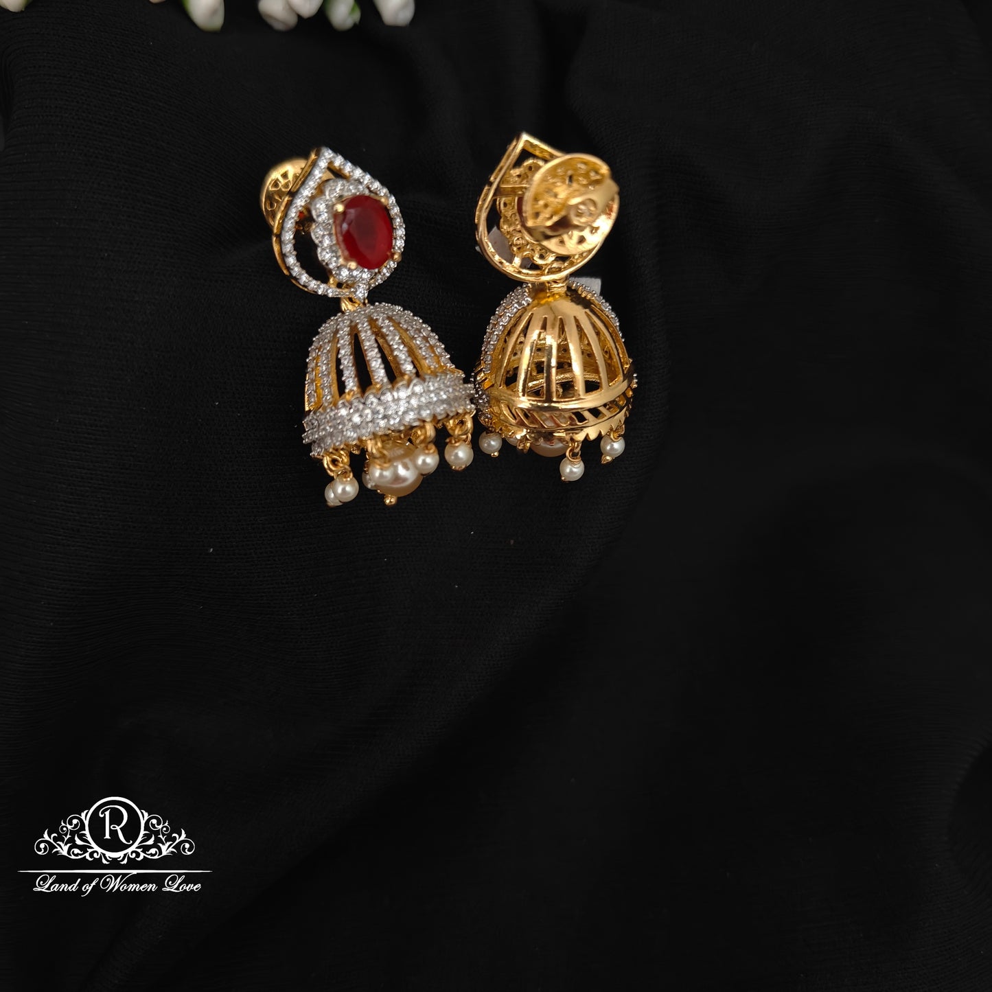 92.5 Silver simple and Cute  diamond finishing earrings -RCM091261