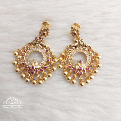 Silver Peacock Kempu stones Earrings-SA011