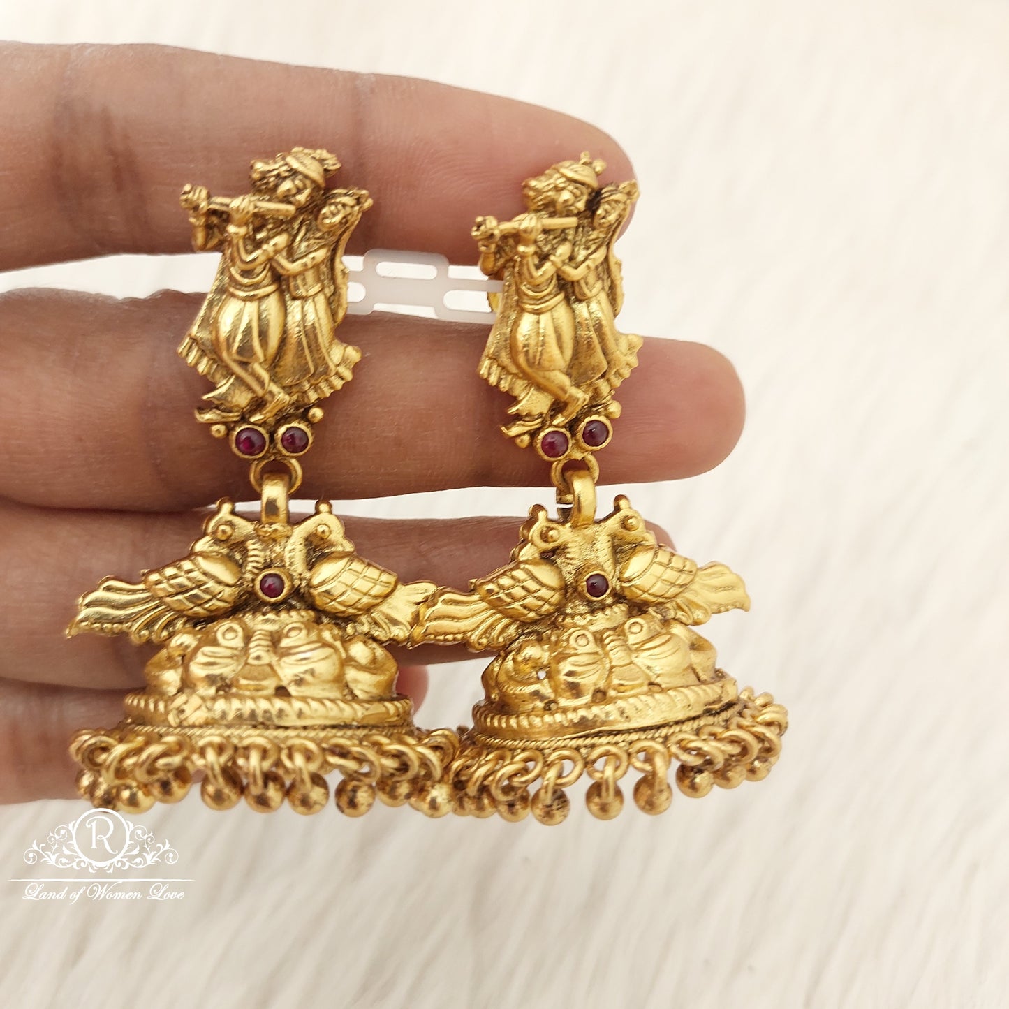 stud silver radha krishna jhumkas-c015 92.5 silver ramala jewelry / ramala collections