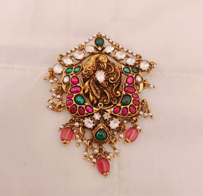 Silver CZ-gold polish locket design -RCM566