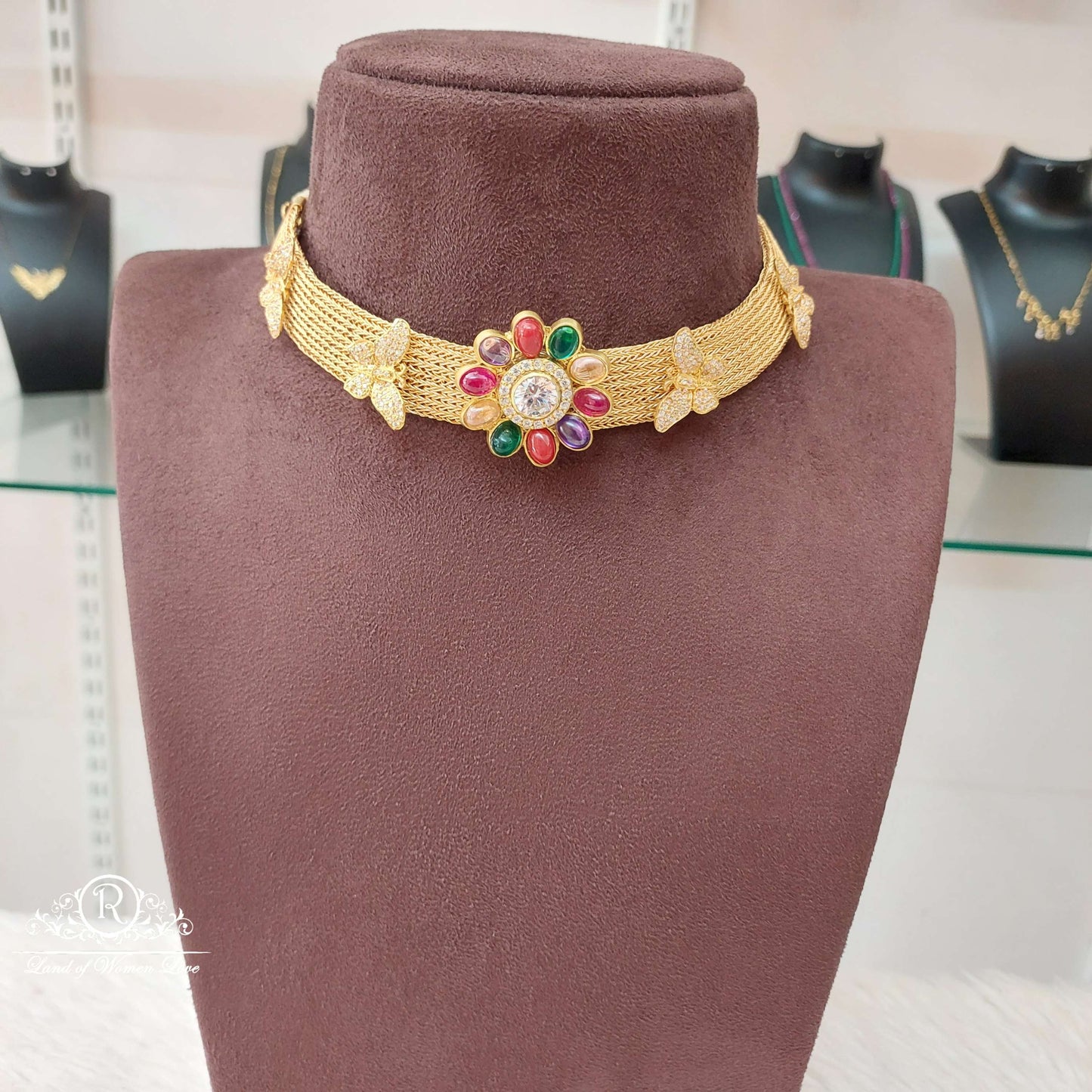 Silver Moissanite Stone Chocker-S764