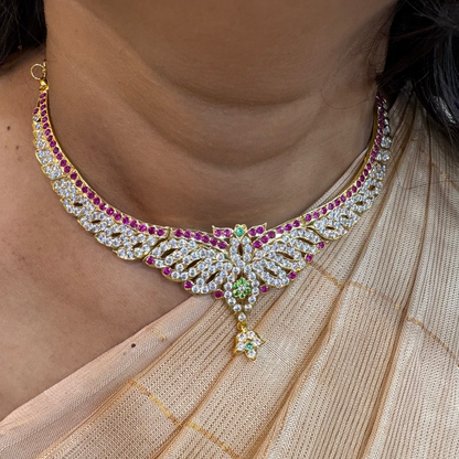 earrings 92.5 silver simple and cute necklace with cz- stones -rck277 cz 92.5 silver ramala jewelry / ramala collections