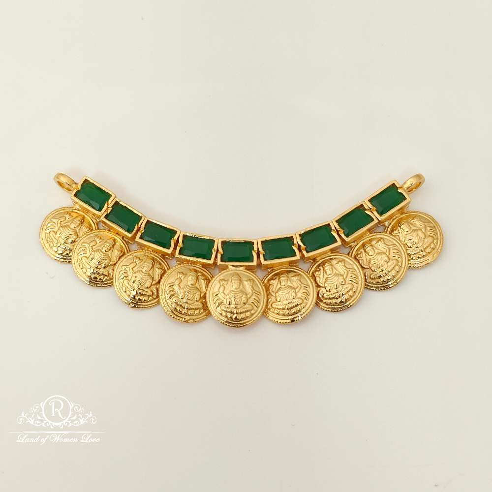 silver green stone lakshmi devi design mala locket-rc87-55p02 92.5 silver ramala jewelry / ramala collections