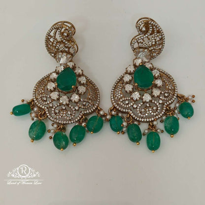 earrings silver victorian moissanite design earrings-rcz35 moissanite 92.5 silver ramala jewelry / ramala collections