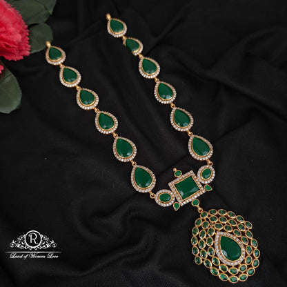 92.5 silver simple and Cute green stone necklace with earrings-RCL64